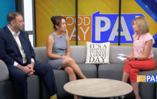 A photo of Dr. Michael Verber and Dr. Irada of Valley Pediatric Dentistry on ABC 27's Good Day PA discussing the Team Smile event in Harrisburg, PA