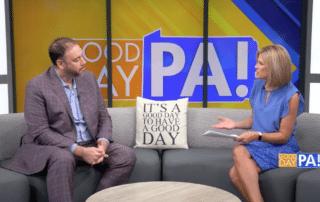 A photo of Dr. Michael Verber of the Verber Dental Group on ABC27's Good Day PA discussing the 2026 Time To Smile event